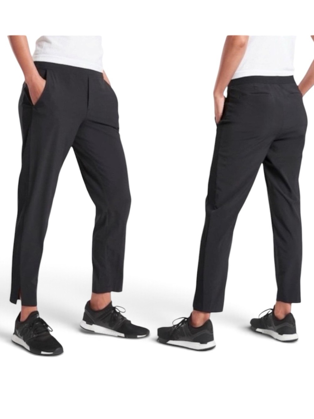 Athleta Brooklyn Ankle Pant Mid-Rise Black Lightweight Pockets Size 4